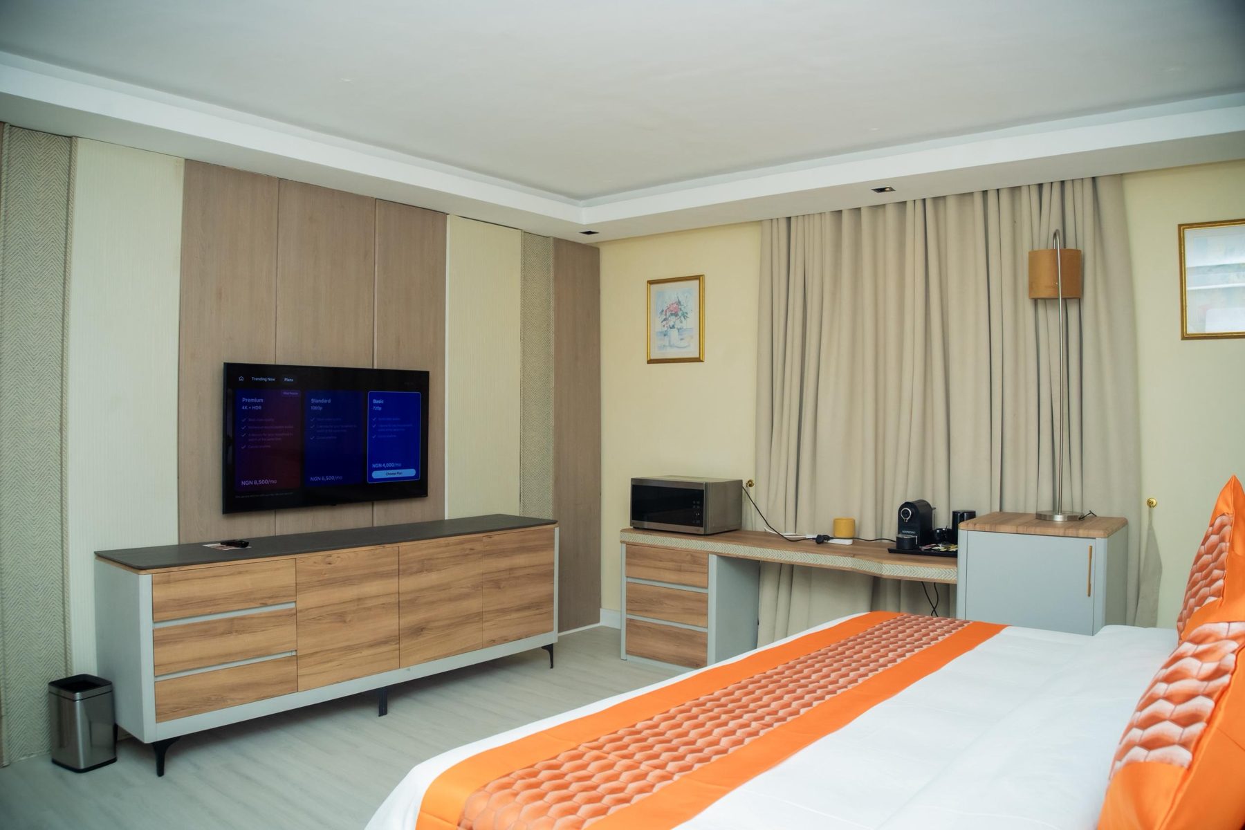 Suite 210 at LeSam Hotels and Suites with smart TV, microwave and tea station